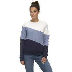 Sweater RAGWEAR "JOHANKA BLOCK", Damen, Gr. XXXL (46), bunt (stone blau), Sweatware, Obermaterial: 65% Baumwolle, 35% Polyester, colorblocking, mehrfarbig, kontrastfarbene Details, casual, regular fit, Rundhals, Langarm Raglanärmel Rippbündchen, Sweatshirts, Crew Neck im Color-Blocking Design