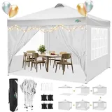 COBIZI Pavillon 3x3m Wasserdicht Pop Up Pavillon 3x3 faltbar Faltpavillon Gartenpavillon Partyzelt Faltzelt 3x3 höhenverstellbar Bierzelt mit 4 Sandsack(Blau