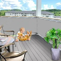 Sichtschutz für Balkon 0.5 x 7.5 m, Meterware, Sonnenschutz Atmungsaktiv Sichtschutz, Leicht Transparent, Balkonfächer Balkon, mit Kabelbinder für Garten, Grau