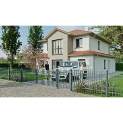 Schmiedeeisen Zaun Lille - Gartenzaun aus feuerverzinktem Stahl, anthrazit - moderner Metallzaun - Schmuckzun mit Zierkreisen