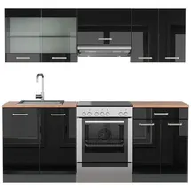 Vicco Küchenzeile R-Line 200 cm Schwarz Hochglanz/Anthrazit
