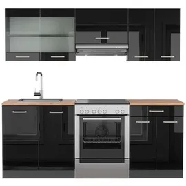 Vicco Küchenzeile R-Line 200 cm Schwarz Hochglanz/Anthrazit