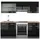 Vicco Küchenzeile R-Line 200 cm Schwarz Hochglanz/Anthrazit