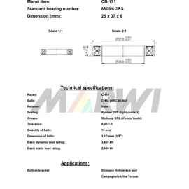 Marwi Rillenkugellager 6805/6 Union CB-171 25 x 37 x 6 mm
