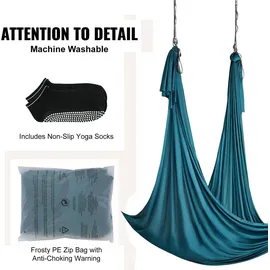 Vevor Aerial Yoga Hängematte Set 5 x 2,8 m, Grün Aerial Yoga Swing Air Fliegen, Yoga-Schaukel Hammock Swing 1000 kg Max. Tragfähigkeit, inkl. Yoga-Socken & Stahlkarabiner, Anti-Gravity-Übungen