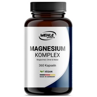 Magnesium hochdosiert 2250 mg Magnesium pro Tagesdosis - 3-Fach Komplex mit: Magnesium Bisglycinat, Magnesiumcitrat Magnesiummalat, hochdosiert, vegan (360 Kapseln)