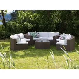 Beliani Severo Loungeset 9-Sitzer braun/weiß