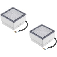 ledscom.de 2 Stück LED Pflasterstein Bodeneinbauleuchte CUS für außen, IP67, eckig, 10 x 10cm, kaltweiß