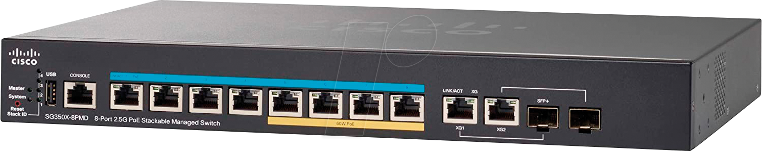 CISCO SG350X8PMD - Switch, 10-Port, 2,5 Gigabit Ethernet, PoE++, RJ45/SFP+