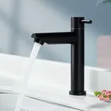 Minkurow Nur Kaltwasser-badezimmerarmatur Mattschwarzer Waschtischarmatur Moderner Edelstahl-kaltwasserhahn, Anwendbarer Bereich (badezimmer, Waschbecken, Waschbecken, Wc)