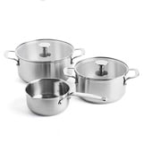 KitchenAid Stainless Steel 5-teiliges Kochgeschirr-Set, 3-lagige Antihaftbeschichtung, induktionsgeeignet, backofenfest, spülmaschinenfest, silber