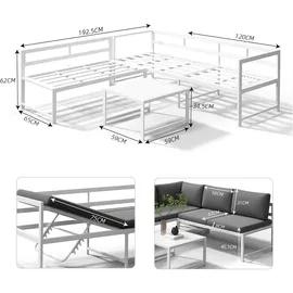 MuCoLa Loungeset 3-tlg. mit Liegefunktion weiß