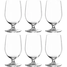LEONARDO Ciao+ Wassergläser 6er Set, Trink-Gläser mit gezogenem Stiel, spülmaschinenfeste Saft-Kelche, Höhe 13 cm, 300 ml, 061453