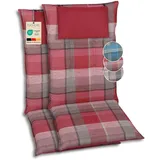 GO-DE Textil Bequeme und attraktive Polsterauflagen für Hochlehner-Gartenstühle (2er-Set, Karo rot, Hochlehner)