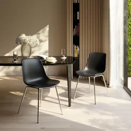 Tectake Esszimmerstuhl Mave Kunststoff schwarz 2er Set