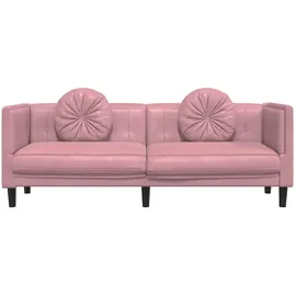vidaXL Sofa mit Kissen 3-Sitzer Rosa Samt