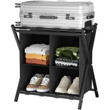 Garden 4 you Kofferständer Klappbar, Gepäckablage, Kofferständer, Kofferbock Kofferablage, Kofferstände mit Ablagefächern für Schlafzimmer Gästezimmer Hotel, für Reisegepäck (Schwarz)