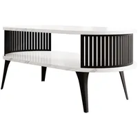 Mirjan24 Couchsitch, Weiß, Schwarz, Metall, Oval,Oval, 50x44x100 cm, Wohnzimmer,