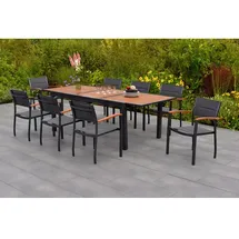 Merxx Paxos Set 9-tlg. Ausziehtisch 180 x 100 cm grau