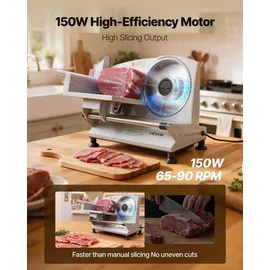 Vevor Allesschneider Fleischschneider 150 W elektrische Aufschnittmaschine mit 17 cm Klinge, Fleischschneidemaschine mit 0–15 mm einstellbarer Dicke, für gefrorenes Fleisch Schinken Prime Steak