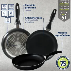 San Ignacio Topf-Set 8-tlg. 3 x Pfanne Ø16 cm + Ø20 cm + Ø24 cm