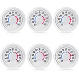 Selbstklebend Analog Fensterthermometer, 6 Stück Thermo-Hygrometer, Außenthermometer Fenster, Fenster Thermometer Klebe, Wetterfest, Geeignet für Fenster und Außenbereich, 7,5 x 7,5 x 1,5 cm