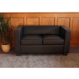 Mendler Couch Leder 2-Sitzer Schwarz