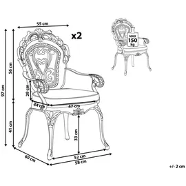 Beliani Gartenstuhl 55 x 69 x 97 cm dunkelbraun/grün 2 St.