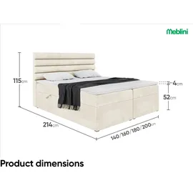 meblini 160 x 200 cm H3 Creme
