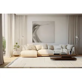 mazovia Teppich, Beige Geometrisch - Wohnzimmer, Schlafzimmer, Esszimmer, Büro - Mittelflor Rechteckig, Oeko-Tex® Zertifikat Retro - Creme, - 140 x 200 cm,