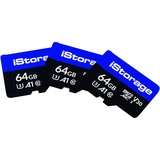 iStorage microSDXC 64GB, UHS-I U3, A1, Class 10, 3er-Pack (IS-MSD-3-64)