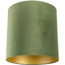 QAZQA - Velour-Lampenschirm grün 40/40/40 mit goldener Innenseite
