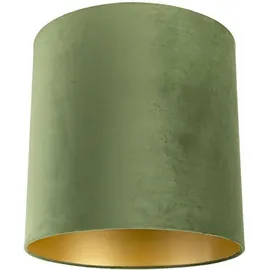 QAZQA - Velour-Lampenschirm grün 40/40/40 mit goldener Innenseite