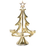 RIFFELMACHER & WEINBERGER Kerzenhalter Exklusiver Metall Kerzenständer Weihnachtsbaum Christbaum, Silber oder Gold - Adventskranz Weihnachtsdekoration goldfarben 37,0 cm