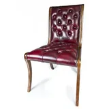 Casa Padrino Echtleder Esszimmerstuhl Weinrot / Braun 50 x 47 x H. 95 cm - Luxus Möbel