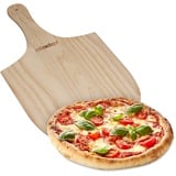 Relaxdays 4 x Pizzaschieber aus Holz, mit handlichem Griff, für Brot & Flammkuchen, Pizzaschaufel, BxT: 30,5 x 54 cm, Natur