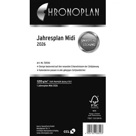 Chronoplan Kalendereinlage 2026 Jahresplan Midi (9,6 x 17,2 cm)