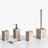 Beliani Badaccessoires Set 5-teilig VILCANOTA Beiger Marmor