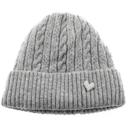 Strickmütze mit Herzmotiv für Damen und Mädchen mit Flechtmuster