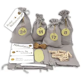 Frau Wundervoll DIY Adventskalender Schneeflöckchen grau zum Befüllen