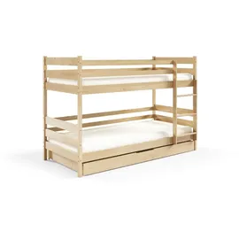 masseno Etagenbett SIMBA 80 x 190 cm Kiefer massiv braun