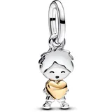 Pandora Moments Happy Boy Charm-Anhänger aus Sterling Silber mit vergoldeter Metalllegierung, Kompatibel Moments und ME Armbänder, 763602C00