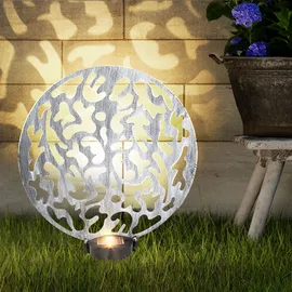 GLOBO Solarleuchte Metall 30x10x41 cm 2x LED warmweiß silber antik