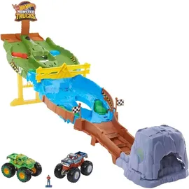 Mattel HJG32 - Hot Wheels Monster Trucks Rennstrecke mit 2 Fahrzeugen