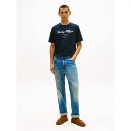 Tommy Hilfiger T-Shirt SCRIPT LOGO TEE mit aufgesticktem Logo blau M (48)