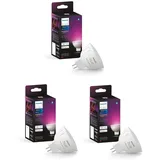 Philips Hue White Ambiance & Color MR16 LED Lampe 3er Pack, dimmbare LED Lampe für das Hue Lichtsystem mit 16 Mio. Farben, smarte Lichtsteuerung über Sprache und App