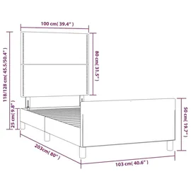 vidaXL Bettgestell 100 x 200 cm Grau