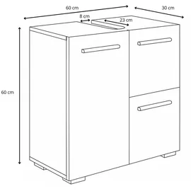 Badplaats Waschbeckenunterschrank Mars 60 x 60 cm Kastanien Eiche / Grau