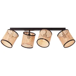BRILLIANT Lampe, Wiley Spotbalken 4flg holz hell/schwarz, 4x D45, E14, 42W, Köpfe schwenkbar