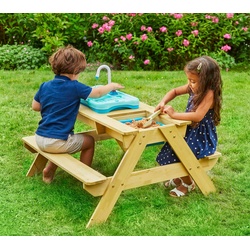 TP Toys Holz Spieltisch & Matschtisch Murmeltier | inkl. Waschbecken und Sandkasten | Natur | 89x94x51 cm